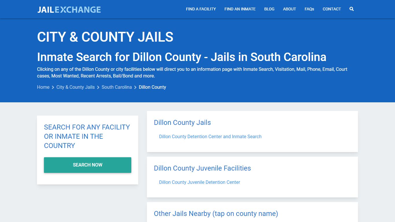 Inmate Search for Dillon County | Jails in South Carolina - Jail Exchange